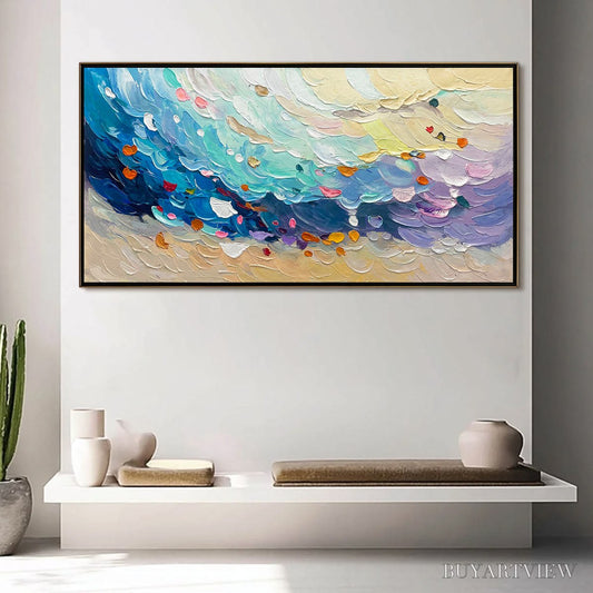 BUYARTVIEW Ready to Ship | Coral Dream – Textured Abstract Seascape Oil Painting - image 1