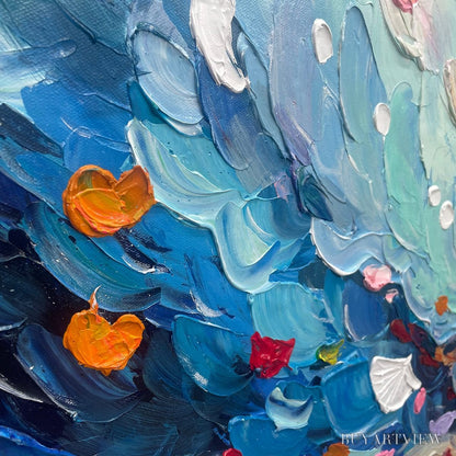 BUYARTVIEW Ready to Ship | Coral Dream – Textured Abstract Seascape Oil Painting - image 4