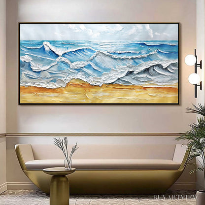 BUYARTVIEW Ready to Ship | Ocean'S Embrace – Textured Seascape Painting - image 1