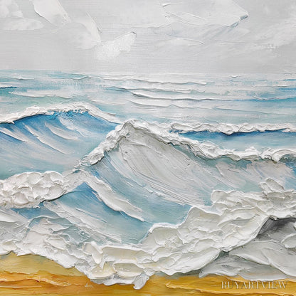 BUYARTVIEW Ready to Ship | Ocean'S Embrace – Textured Seascape Painting - image 2