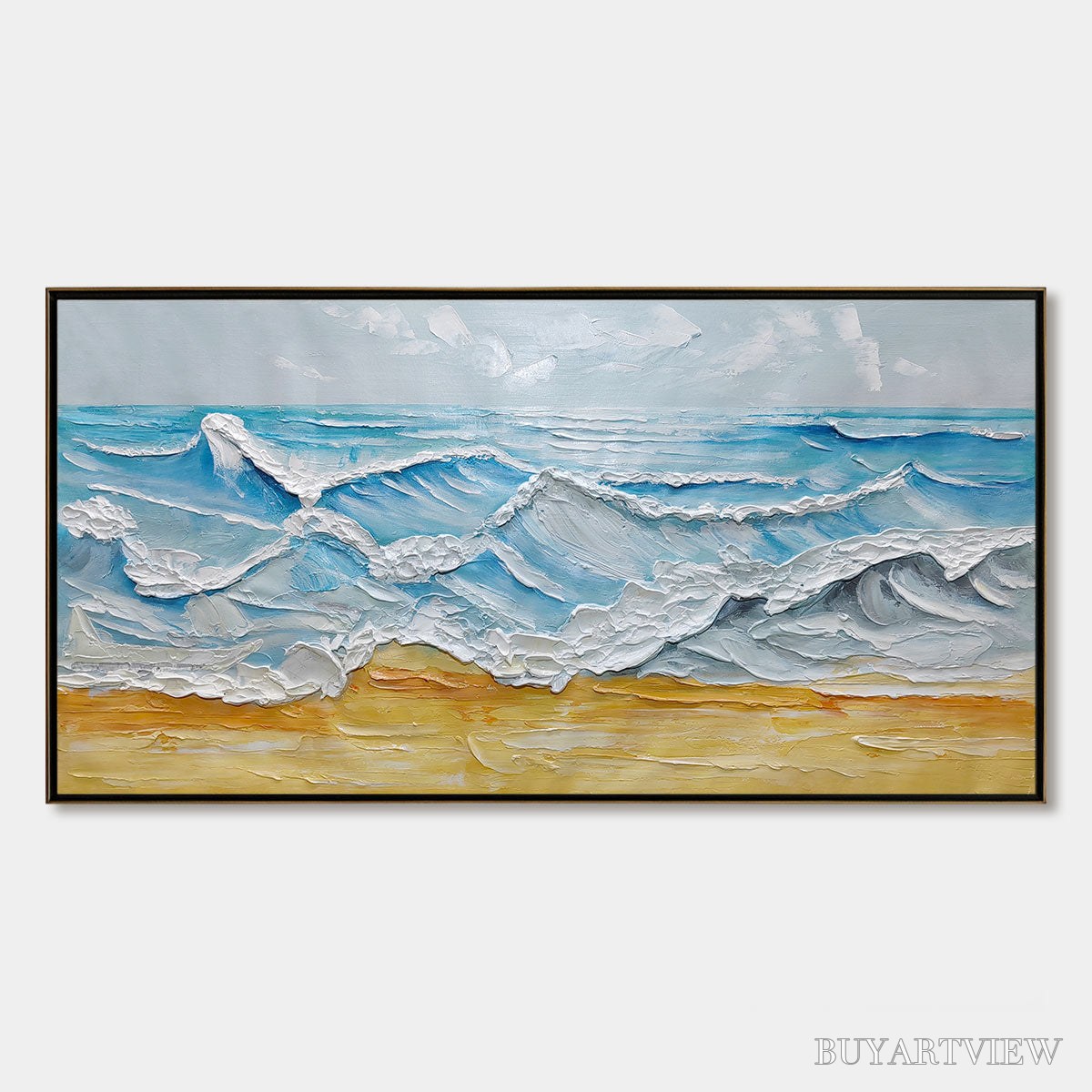 BUYARTVIEW Ready to Ship | Ocean'S Embrace – Textured Seascape Painting - image 3