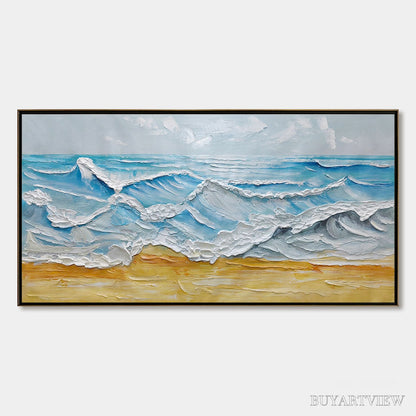 BUYARTVIEW Ready to Ship | Ocean'S Embrace – Textured Seascape Painting - image 3