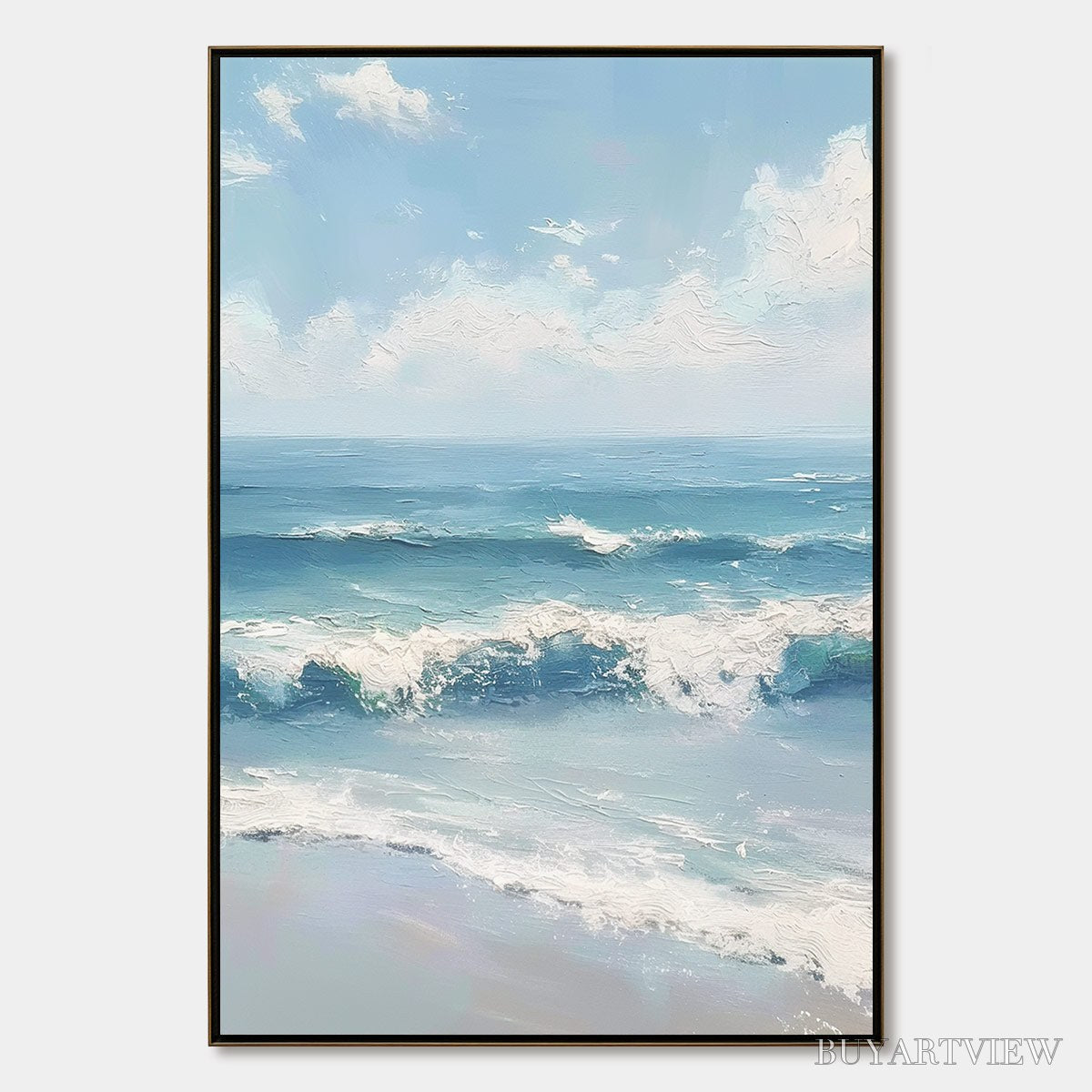 BUYARTVIEW Azure Crest – Textured Impasto Seascape Oil Painting - image 1