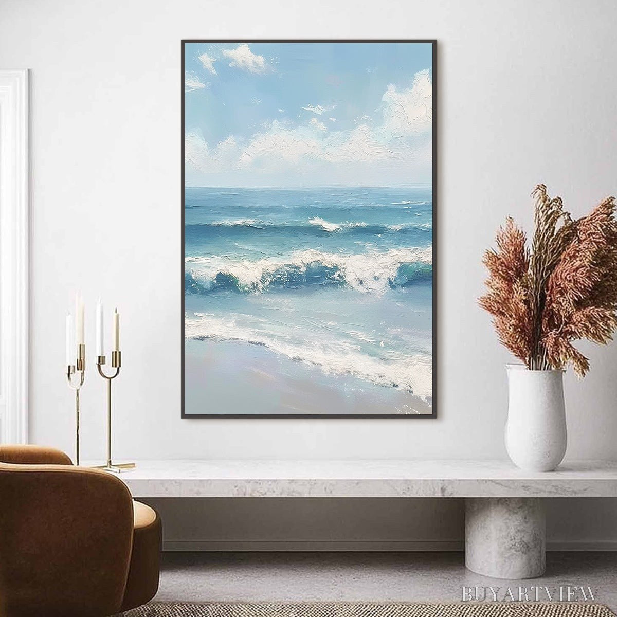BUYARTVIEW Azure Crest – Textured Impasto Seascape Oil Painting - image 2