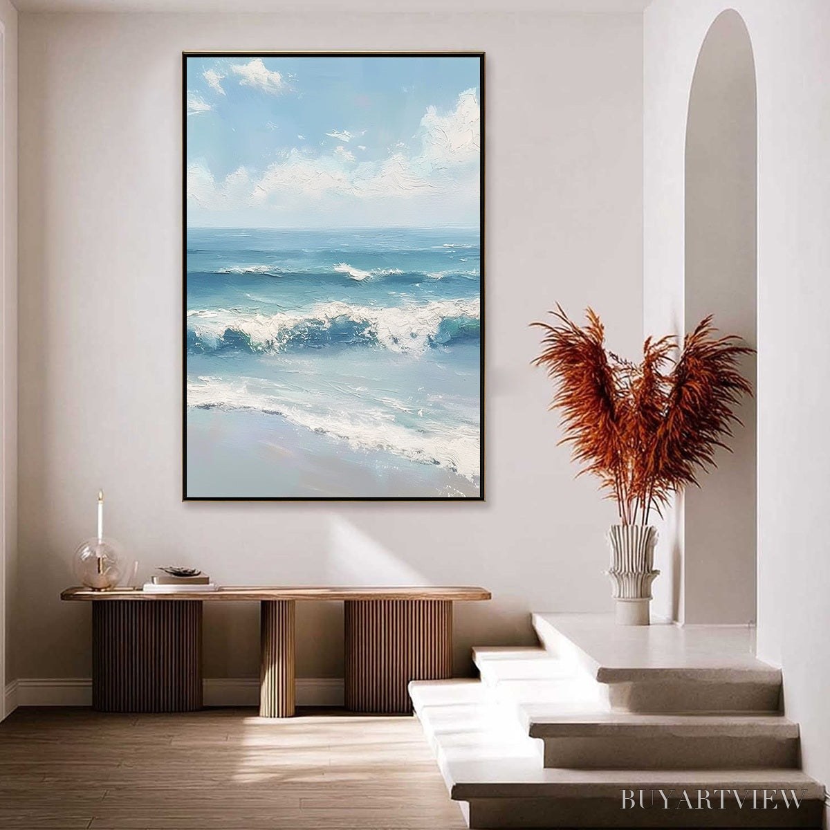 BUYARTVIEW Azure Crest – Textured Impasto Seascape Oil Painting - image 3