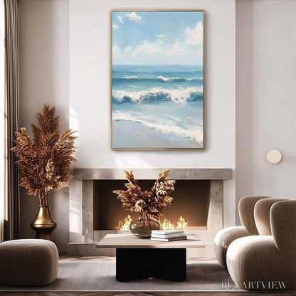 BUYARTVIEW Azure Crest – Textured Impasto Seascape Oil Painting - image 4