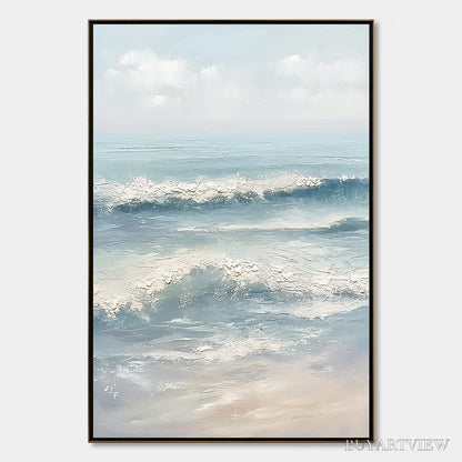 BUYARTVIEW Serene Shore – Textured Minimalist Coastal Seascape - image 1