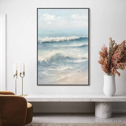BUYARTVIEW Serene Shore – Textured Minimalist Coastal Seascape - image 2