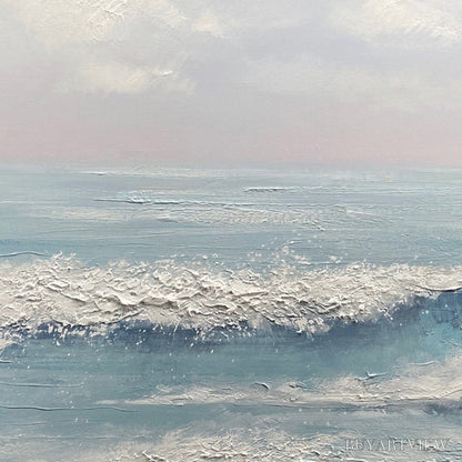 BUYARTVIEW Serene Shore – Textured Minimalist Coastal Seascape - image 3