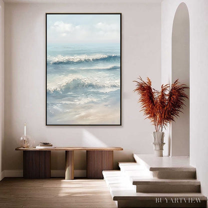 BUYARTVIEW Serene Shore – Textured Minimalist Coastal Seascape - image 4