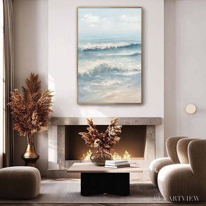 BUYARTVIEW Serene Shore – Textured Minimalist Coastal Seascape - image 5