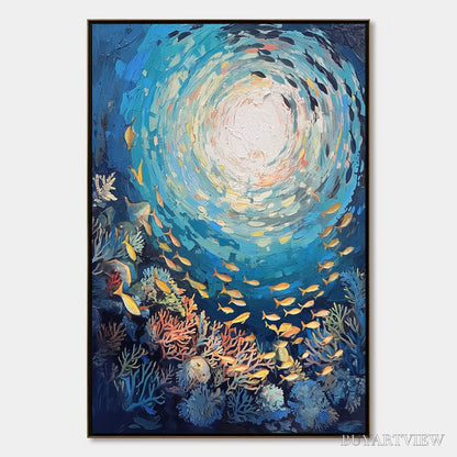 BUYARTVIEW Ocean’S Grace – Textured Impasto Seascape Painting - image 1