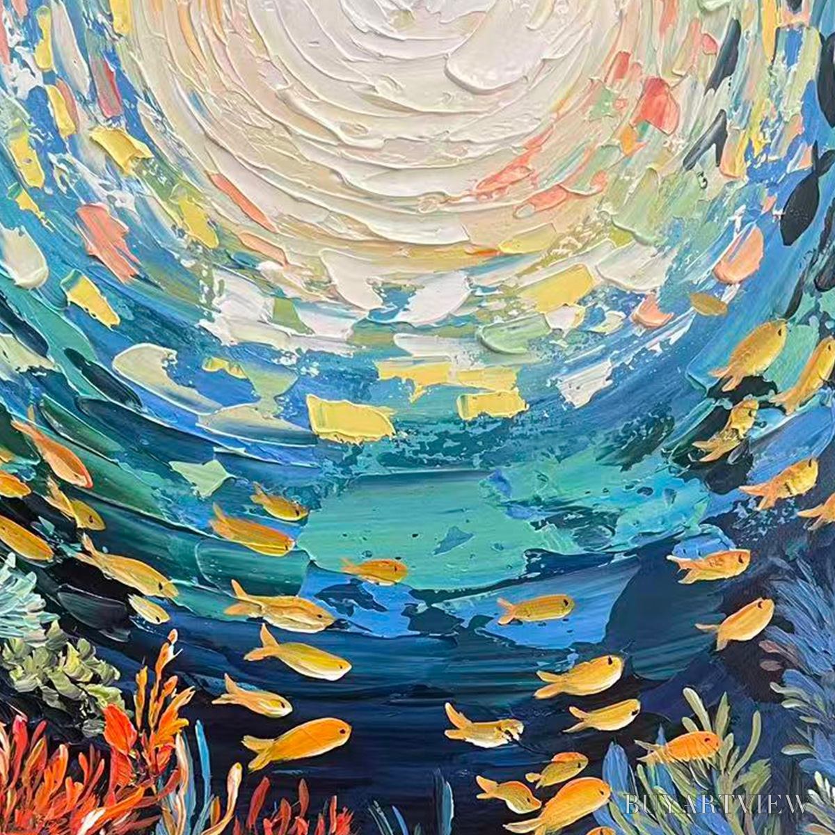 BUYARTVIEW Ocean’S Grace – Textured Impasto Seascape Painting - image 3