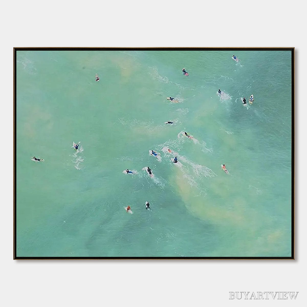 BUYARTVIEW Tidal Chase – Aerial Surfer Sports Scene Painting - image 1