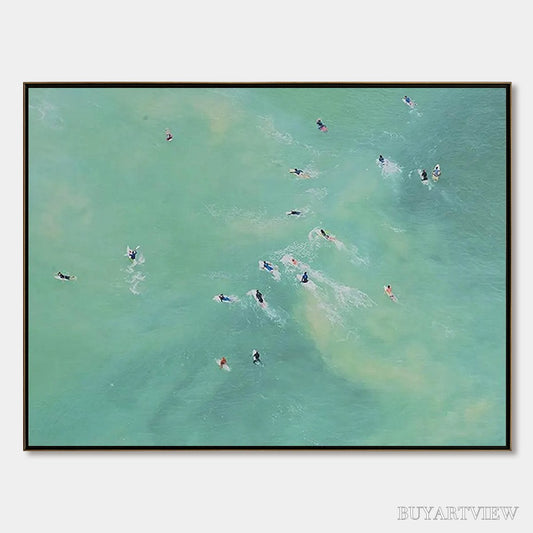 BUYARTVIEW Tidal Chase – Aerial Surfer Sports Scene Painting - image 1