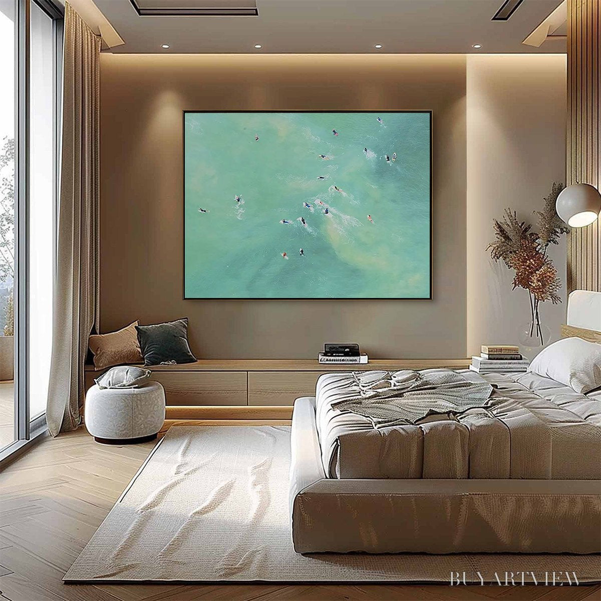 BUYARTVIEW Tidal Chase – Aerial Surfer Sports Scene Painting - image 3