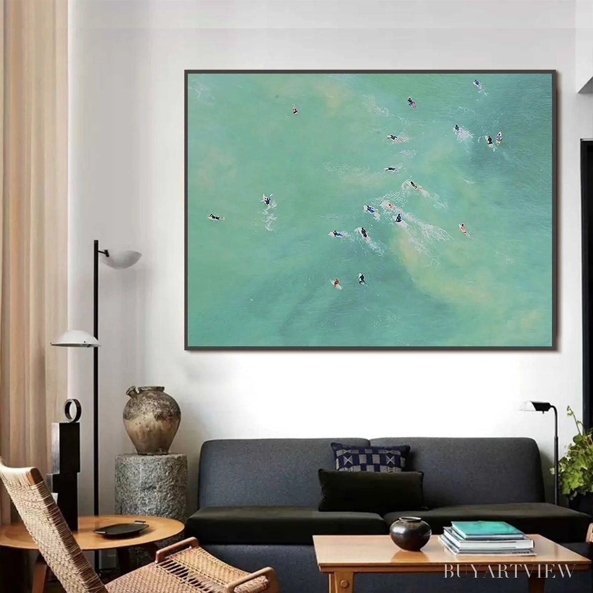 BUYARTVIEW Tidal Chase – Aerial Surfer Sports Scene Painting - image 4