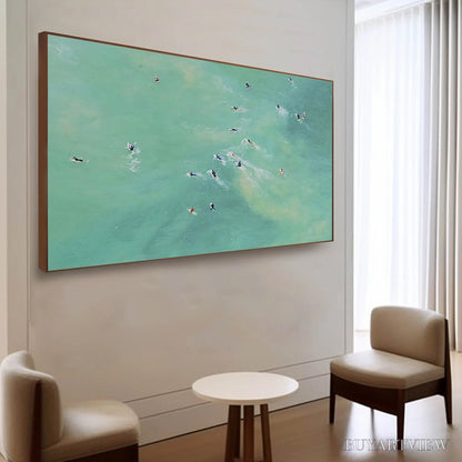 BUYARTVIEW Tidal Chase – Aerial Surfer Sports Scene Painting - image 5
