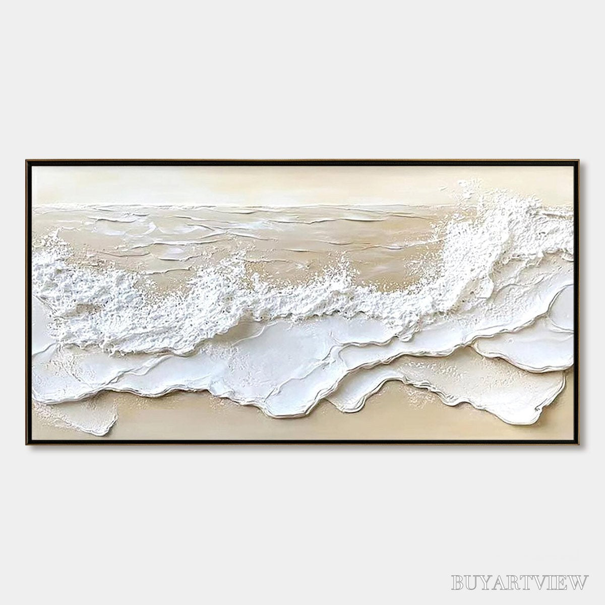 BUYARTVIEW Serenity Tide – Textured Minimalist Beach Scene Painting - image 1