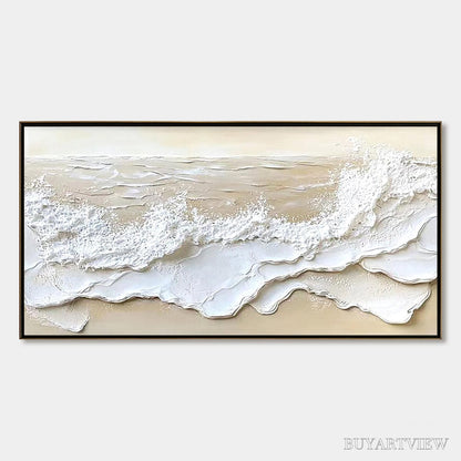 BUYARTVIEW Serenity Tide – Textured Minimalist Beach Scene Painting - image 1