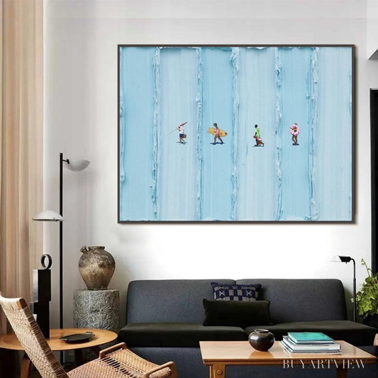 BUYARTVIEW Surf Stripes – Minimalist Beach Impasto Painting - image 2