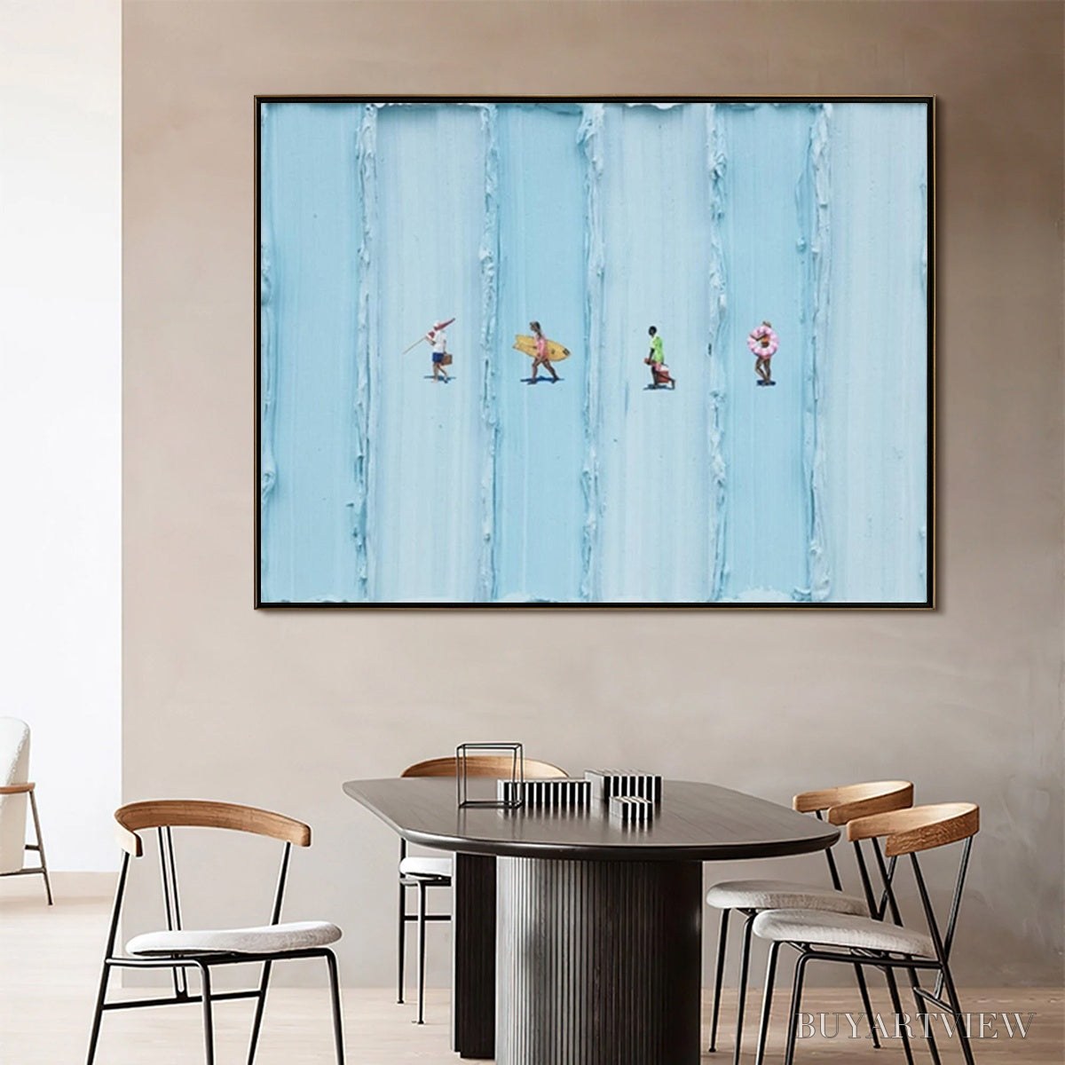 BUYARTVIEW Surf Stripes – Minimalist Beach Impasto Painting - image 3