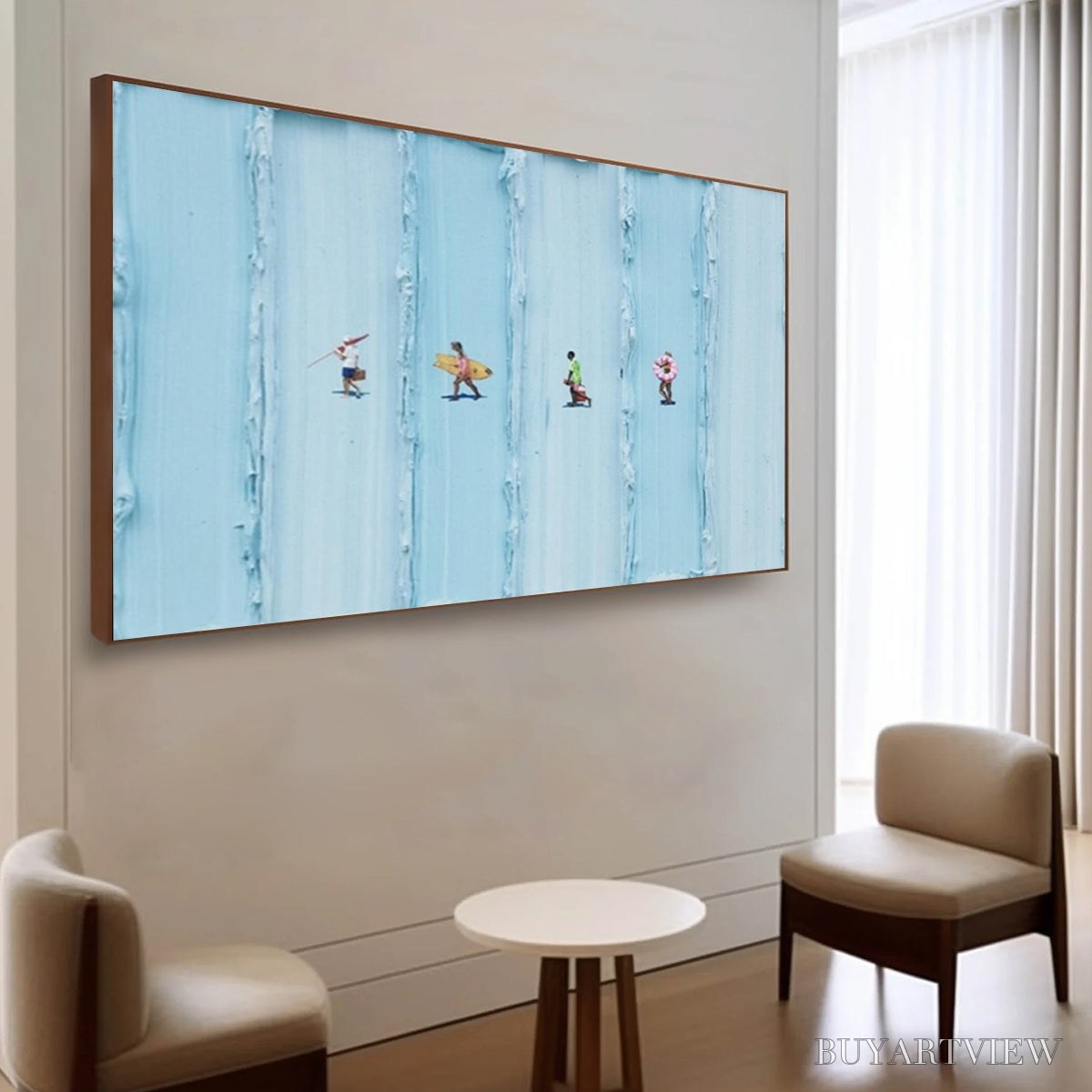 BUYARTVIEW Surf Stripes – Minimalist Beach Impasto Painting - image 4