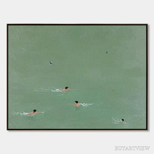 BUYARTVIEW Tidal Glide – Minimalist Swimmer Sports Oil Painting - image 1