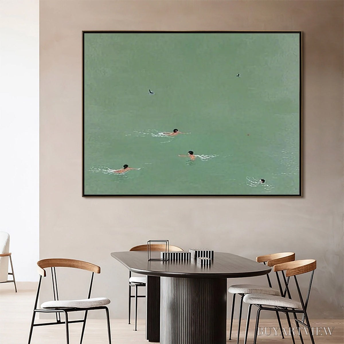 BUYARTVIEW Tidal Glide – Minimalist Swimmer Sports Oil Painting - image 2