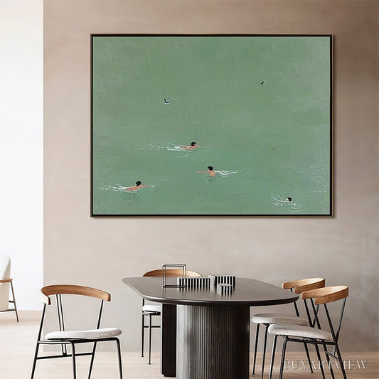 BUYARTVIEW Tidal Glide – Minimalist Swimmer Sports Oil Painting - image 2
