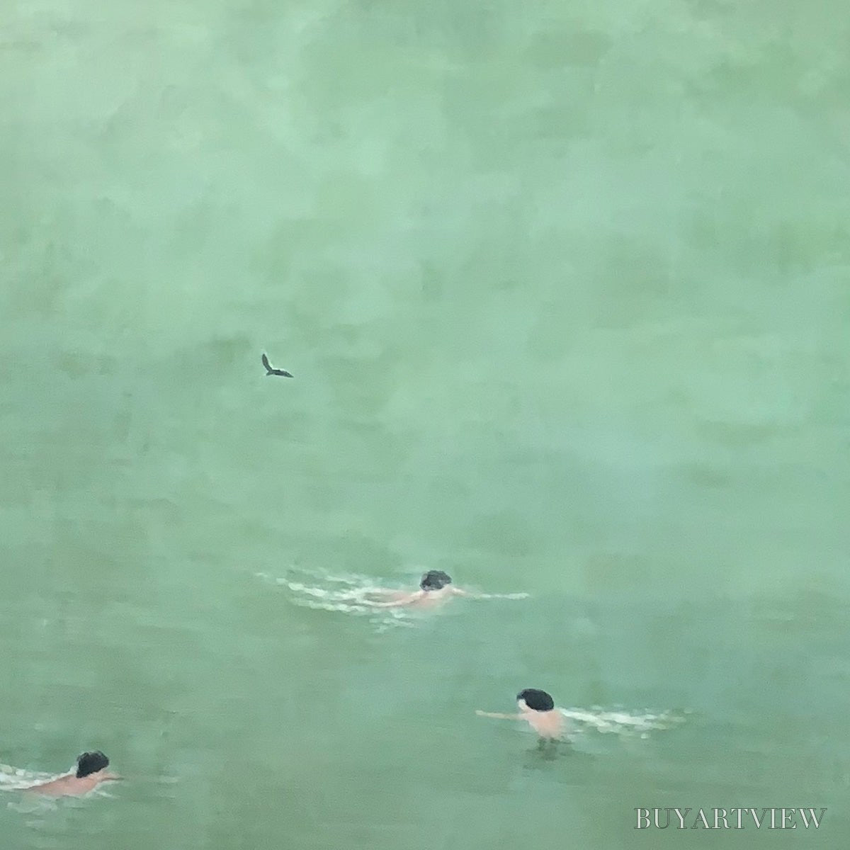 BUYARTVIEW Tidal Glide – Minimalist Swimmer Sports Oil Painting - image 3