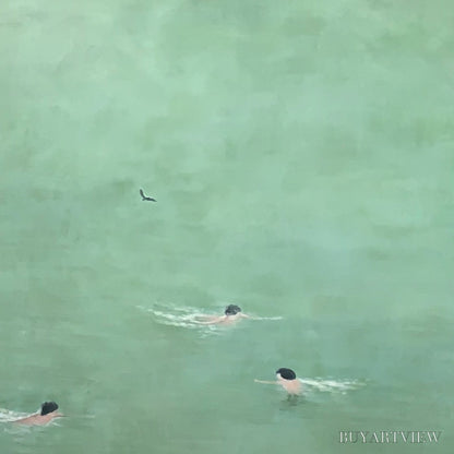 BUYARTVIEW Tidal Glide – Minimalist Swimmer Sports Oil Painting - image 3
