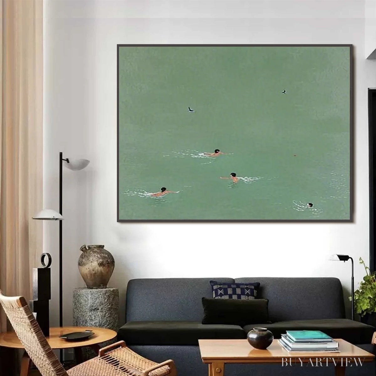 BUYARTVIEW Tidal Glide – Minimalist Swimmer Sports Oil Painting - image 5