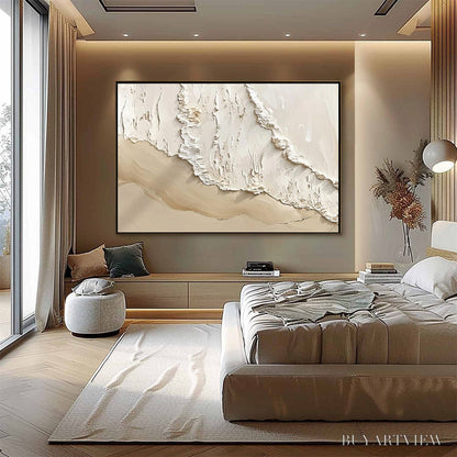 BUYARTVIEW Shoreline Whispers – Textured Minimalist Beach Scene Painting - image 6
