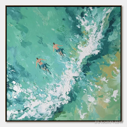 BUYARTVIEW Ocean'S Embrace Textured Impressionist Seascape Oil Painting - image 1