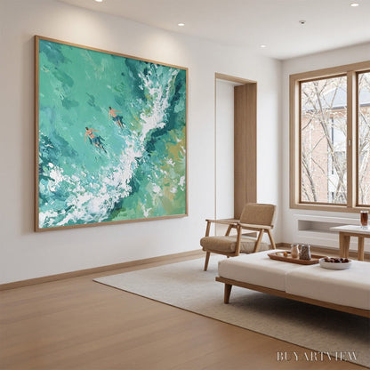 BUYARTVIEW Ocean'S Embrace Textured Impressionist Seascape Oil Painting - image 4
