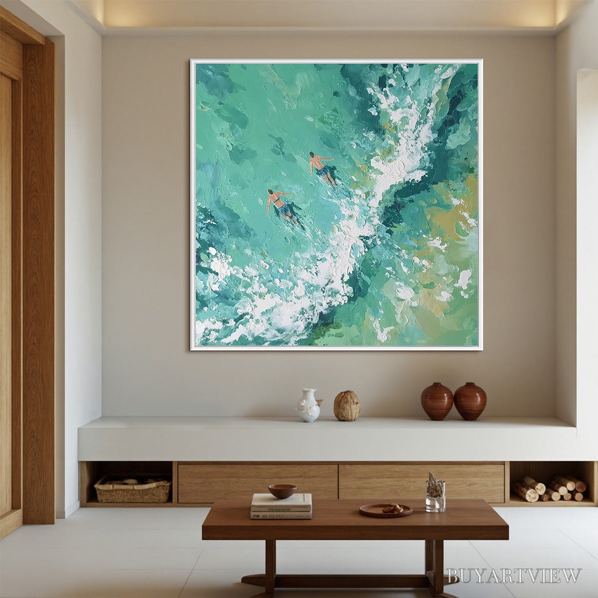 BUYARTVIEW Ocean'S Embrace Textured Impressionist Seascape Oil Painting - image 5