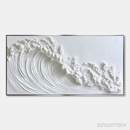 BUYARTVIEW White Crest – Textured Impasto Seascape Oil Painting - image 1