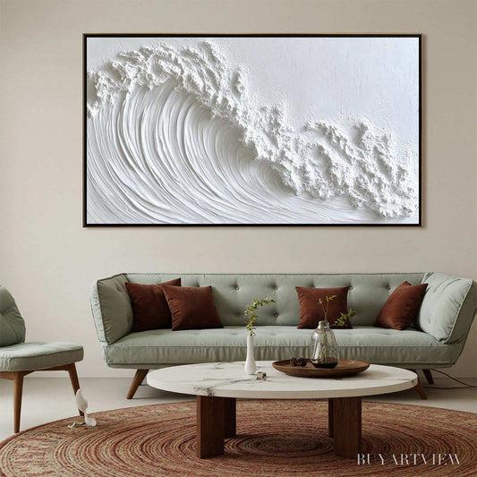 BUYARTVIEW White Crest – Textured Impasto Seascape Oil Painting - image 2