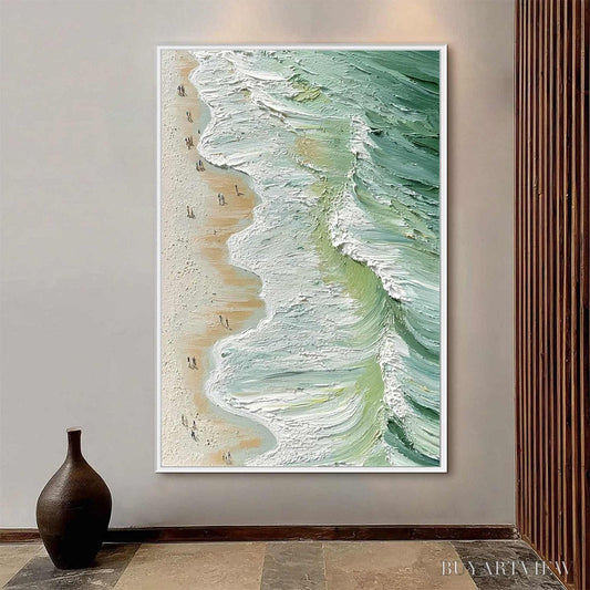 BUYARTVIEW Seashore Serenade – Textured Impasto Beach Oil Painting - image 2