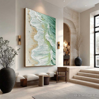 BUYARTVIEW Seashore Serenade – Textured Impasto Beach Oil Painting - image 4