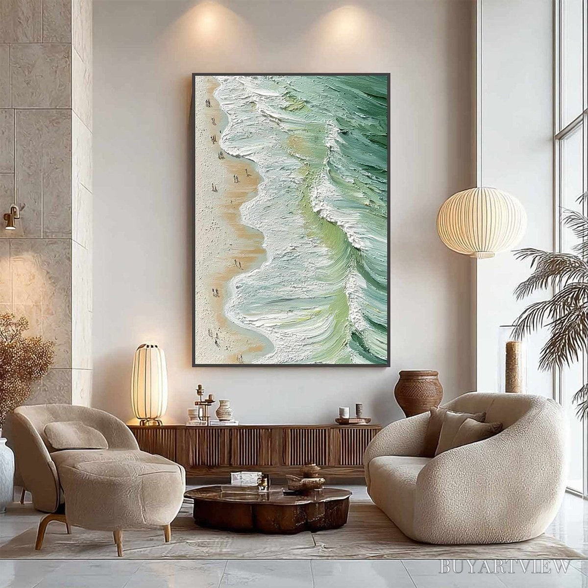 BUYARTVIEW Seashore Serenade – Textured Impasto Beach Oil Painting - image 5