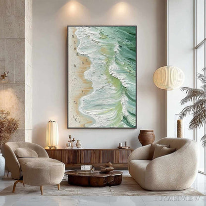 BUYARTVIEW Seashore Serenade – Textured Impasto Beach Oil Painting - image 5