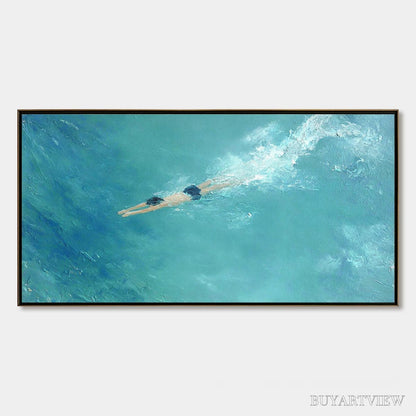 BUYARTVIEW Ocean Dive – Textured Minimalist Seascape Oil Painting - image 1