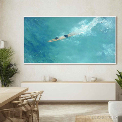 BUYARTVIEW Ocean Dive – Textured Minimalist Seascape Oil Painting - image 4