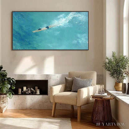 BUYARTVIEW Ocean Dive – Textured Minimalist Seascape Oil Painting - image 6