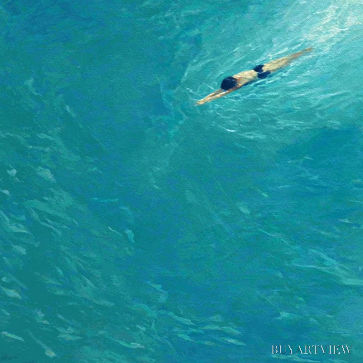 BUYARTVIEW Aqua Solitude – Minimalist Ocean Scene Oil Painting - image 3