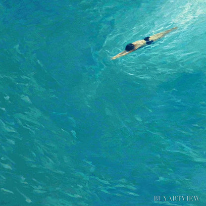 BUYARTVIEW Aqua Solitude – Minimalist Ocean Scene Oil Painting - image 3
