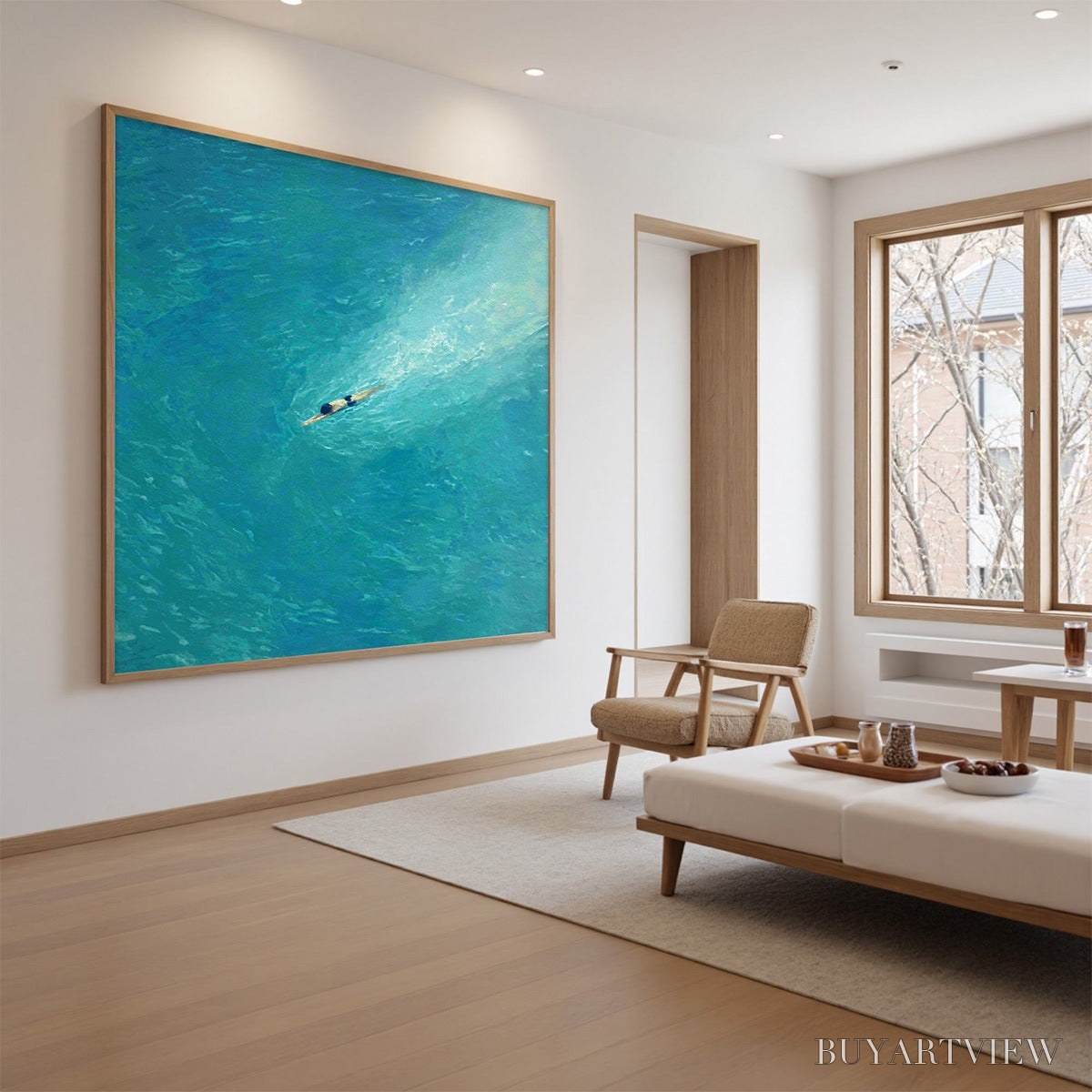 BUYARTVIEW Aqua Solitude – Minimalist Ocean Scene Oil Painting - image 4
