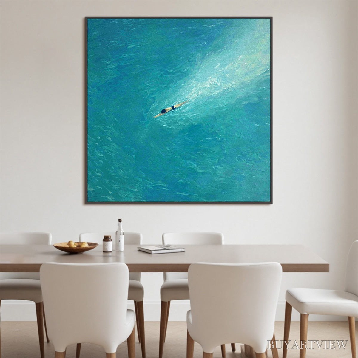 BUYARTVIEW Aqua Solitude – Minimalist Ocean Scene Oil Painting - image 5
